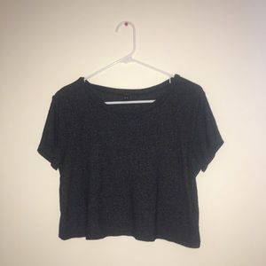 Black Gray Loose Crop Top